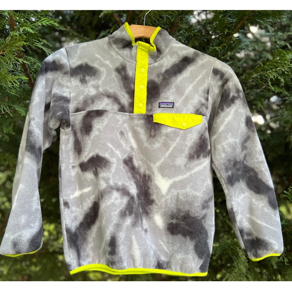 Patagonia synchilla tie dye fleece pull over boys kids large (12)